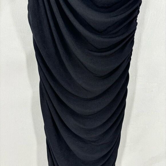 Maple women’s size small black one shoulder fitted ruched asymmetrical dress - Picture 5 of 9